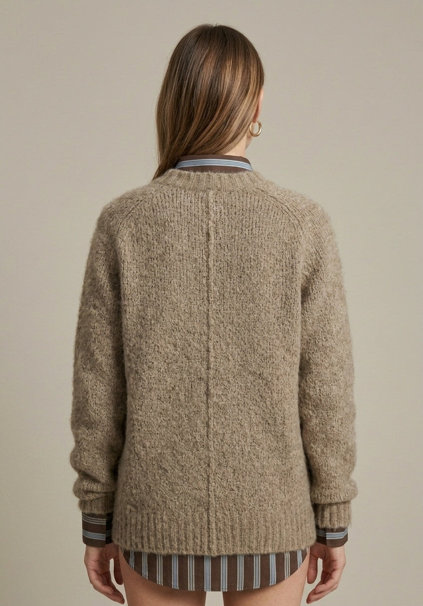 Camilla - Women's Relaxed Jumper in Ribbed Knit with V-Neck - photo 4
