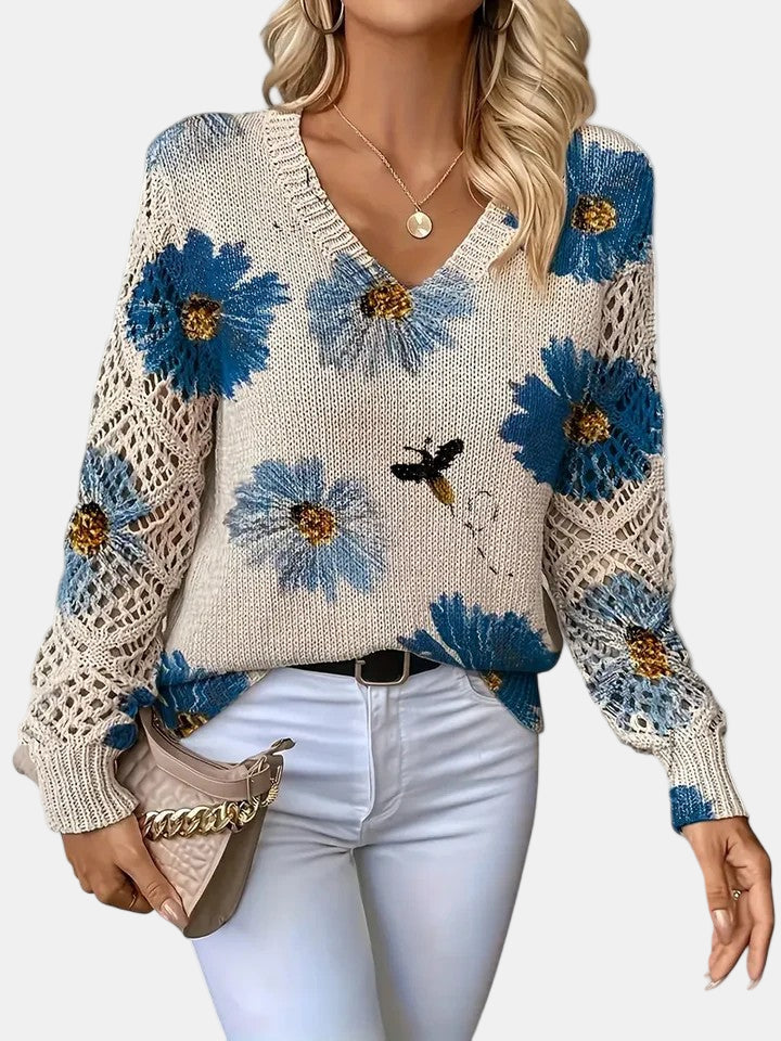 Carys - Women's Jumper in Knit with Floral Print - photo 1