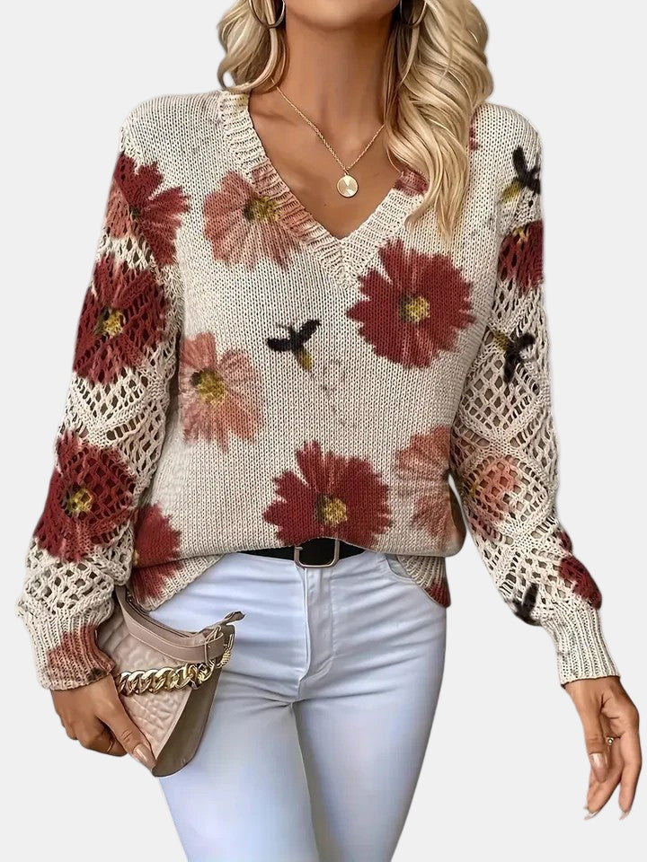 Carys - Women's Jumper in Knit with Floral Print - photo 2