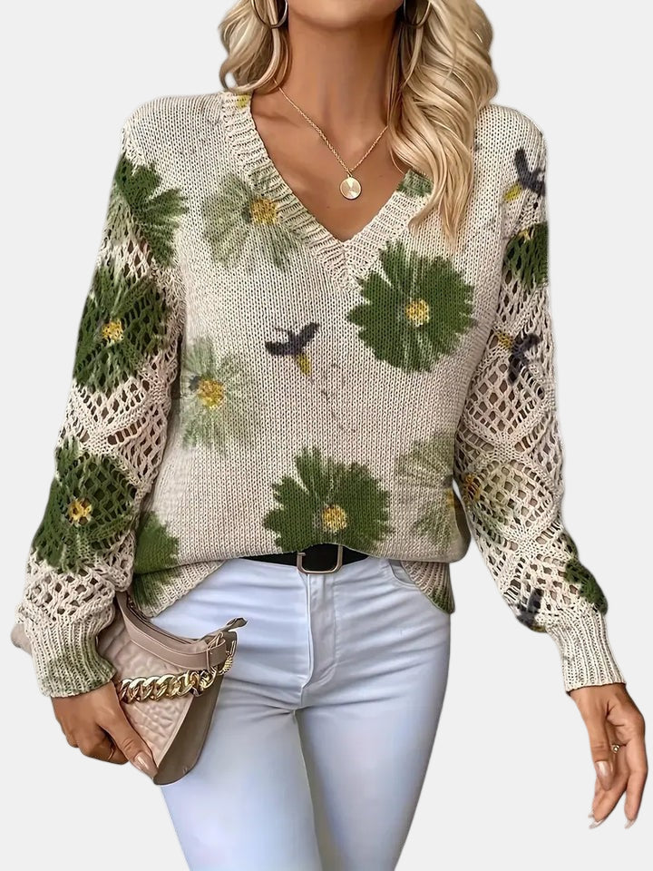 Carys - Women's Jumper in Knit with Floral Print - photo 3