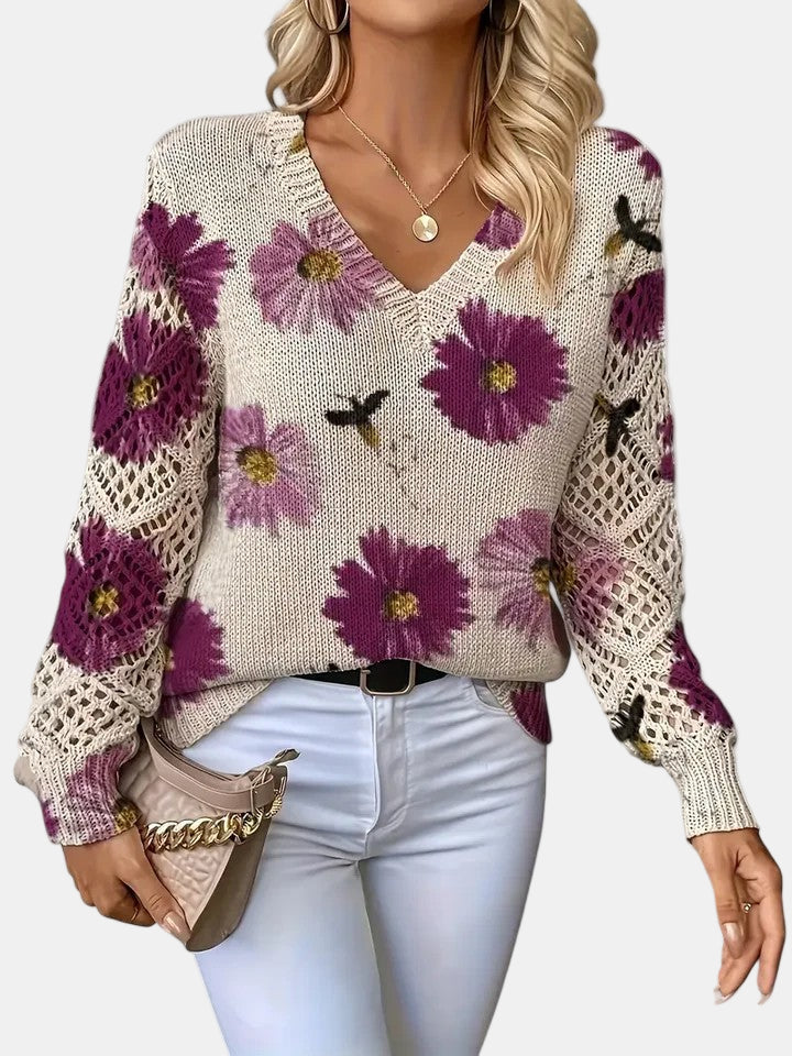 Carys - Women's Jumper in Knit with Floral Print - photo 4