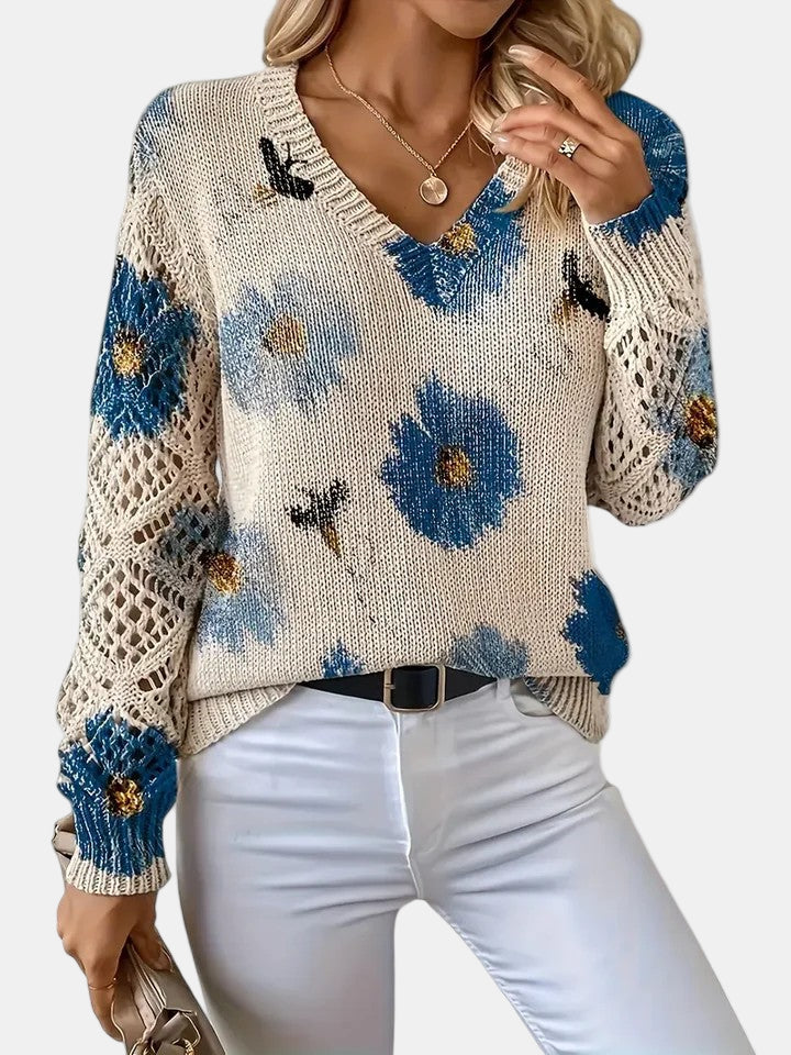 Carys - Women's Jumper in Knit with Floral Print - photo 7