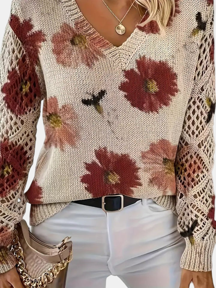 Carys - Women's Jumper in Knit with Floral Print - photo 9
