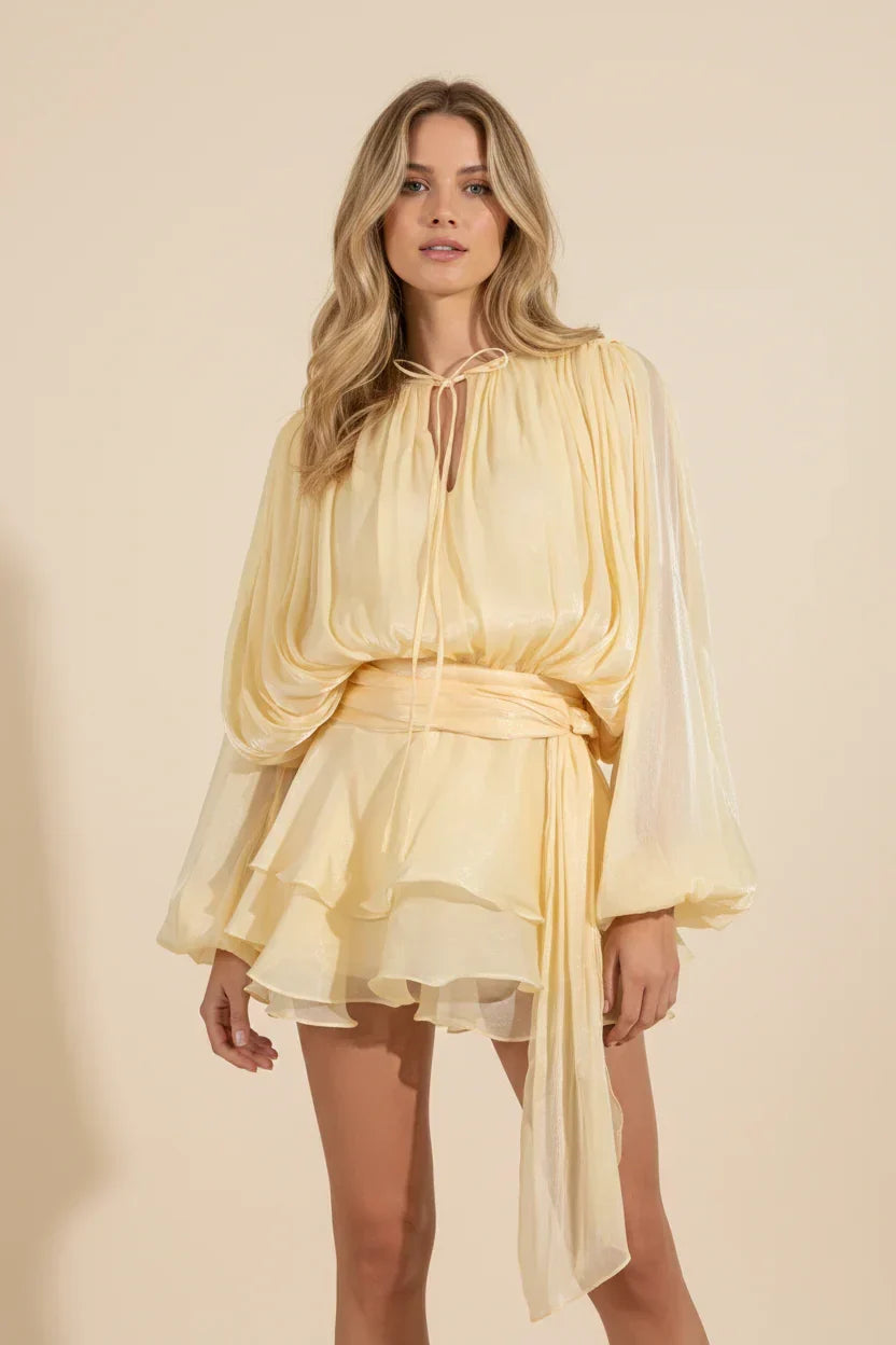 Celeste - Women's Mini Dress with Ruffle Trim - photo 12