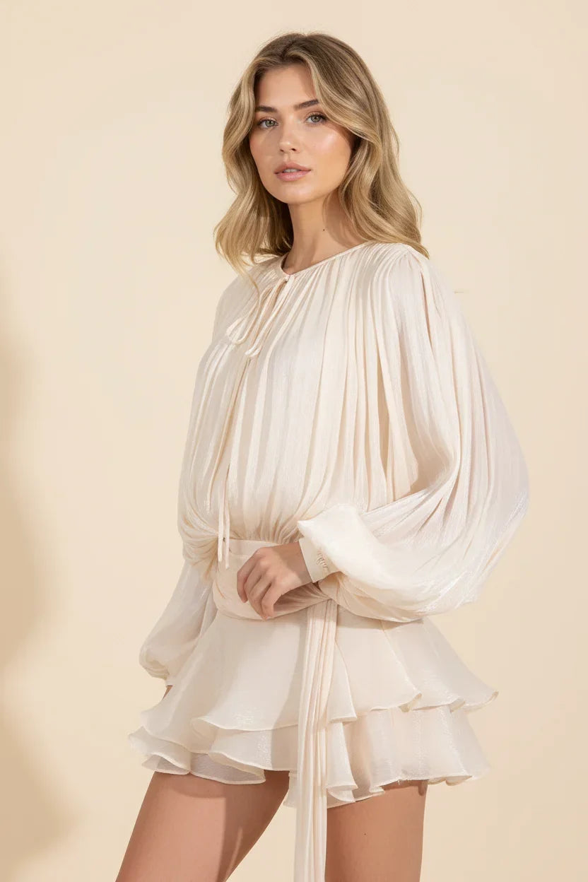 Celeste - Women's Mini Dress with Ruffle Trim - photo 6