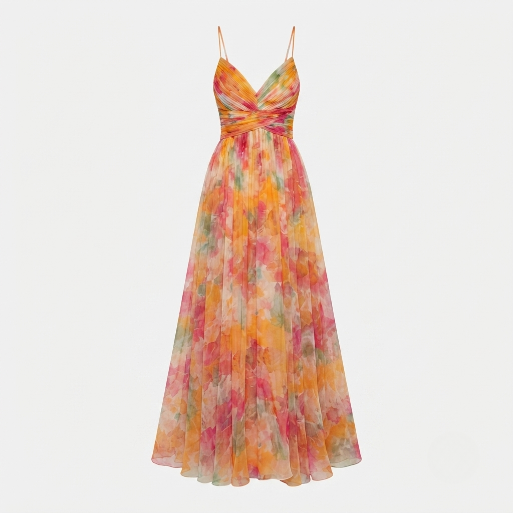 Verity - Women's Floral Chiffon Maxi Dress