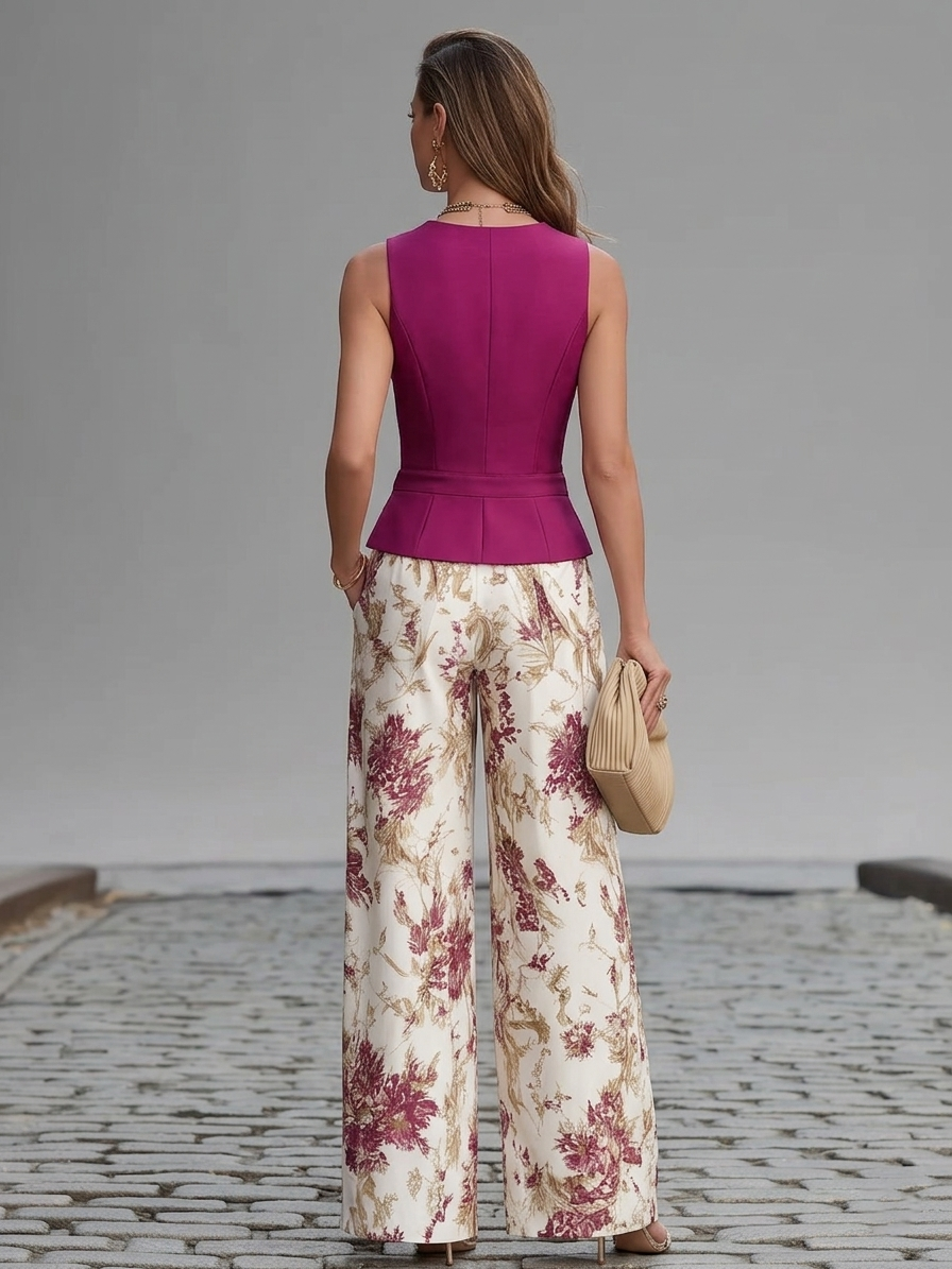 Christine - Women's Fitted Two-Piece Set in Floral Print - photo 2