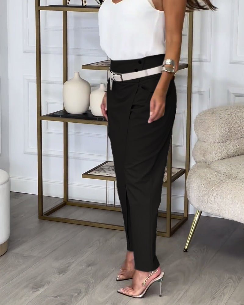 Bree - Women's Patchwork Pants with Belt