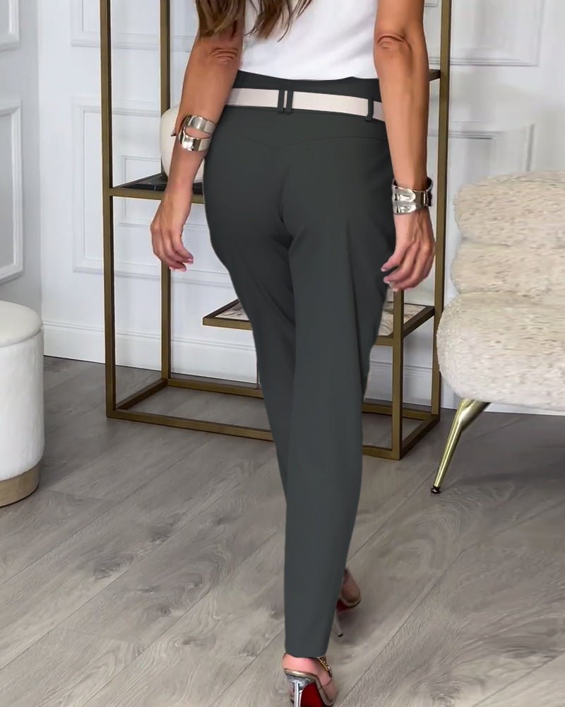 Bree - Women's Patchwork Pants with Belt