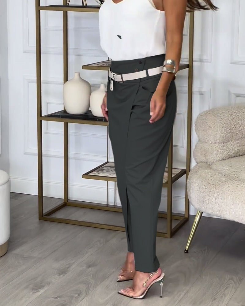 Bree - Women's Patchwork Pants with Belt