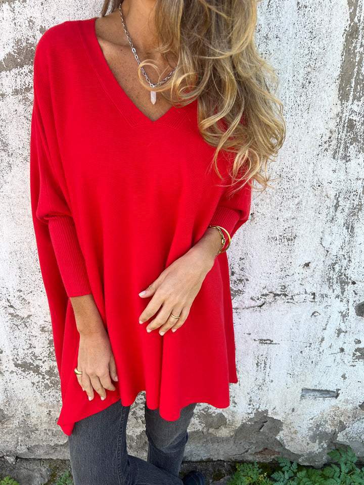 Cora - Women's Oversized V-neck Tunic Sweater - photo 6