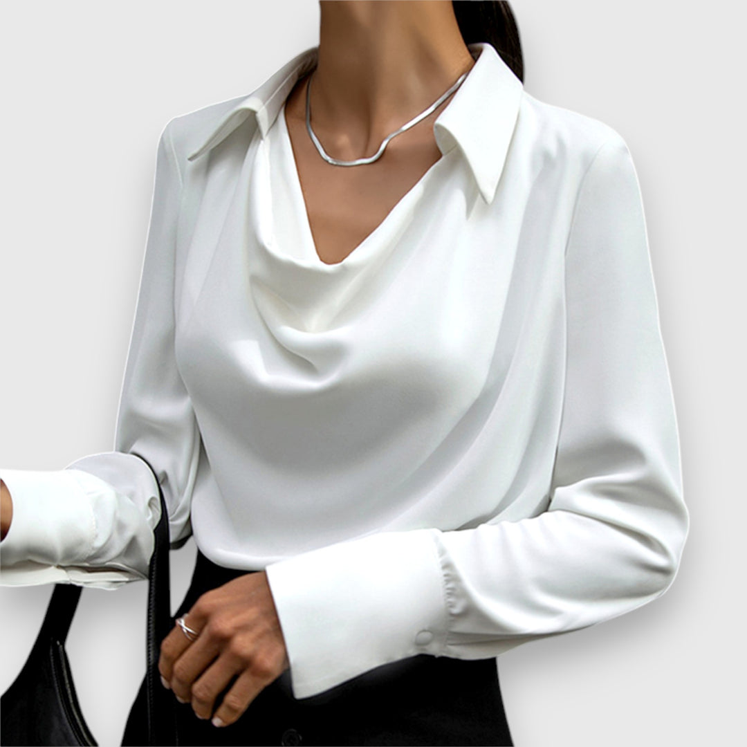 Claudia - Women's Draped Cowl Neck Blouse