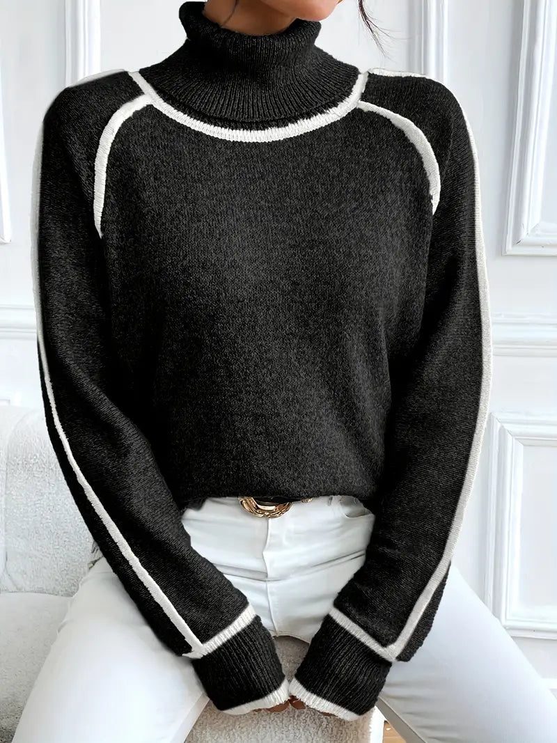Danae - Women's Jumper in Colour Blocking with Roll Neck - photo 2