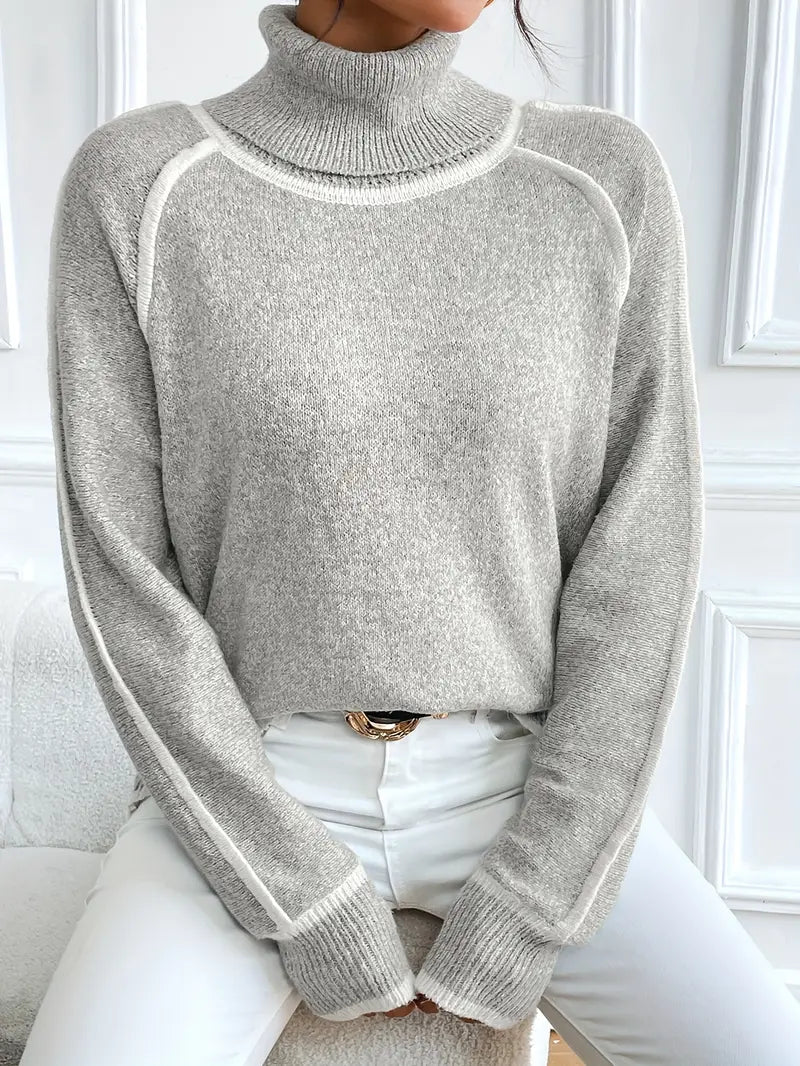 Danae - Women's Jumper in Colour Blocking with Roll Neck - photo 4
