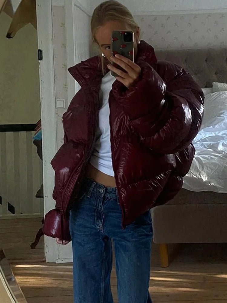 Daphne-Rae - Women's Metallic Puffer Jacket with Zip Front - photo 6