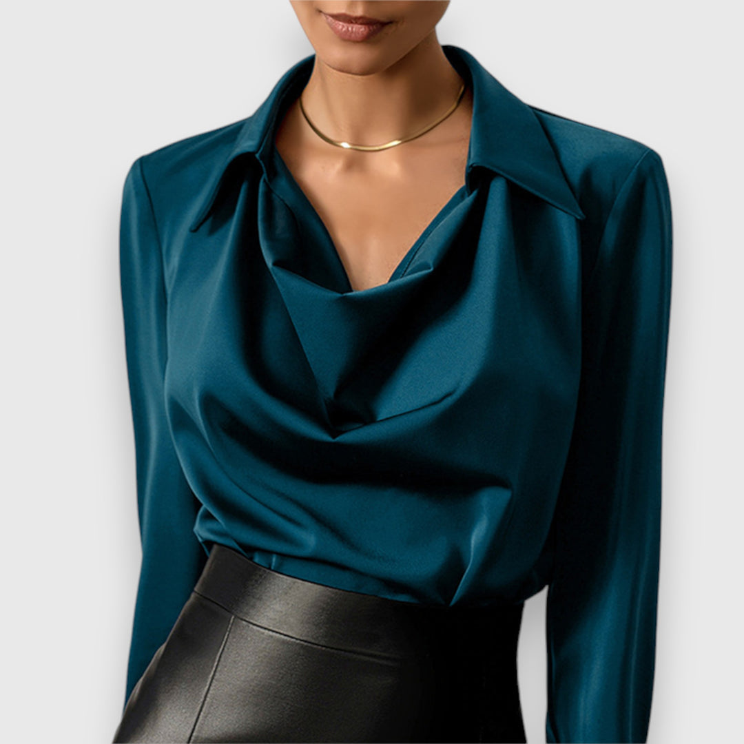 Claudia - Women's Draped Cowl Neck Blouse