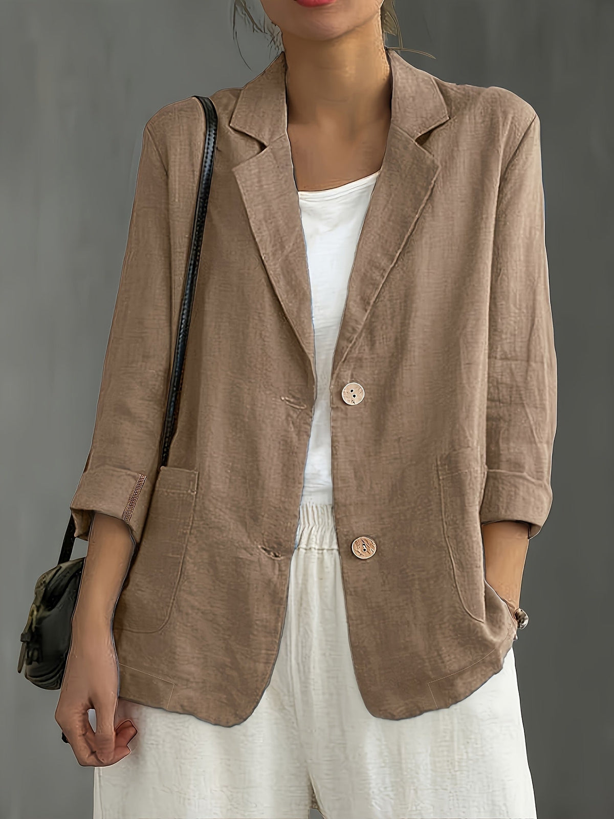 Women's Two-Button Blazer with Roll-Up Sleeves