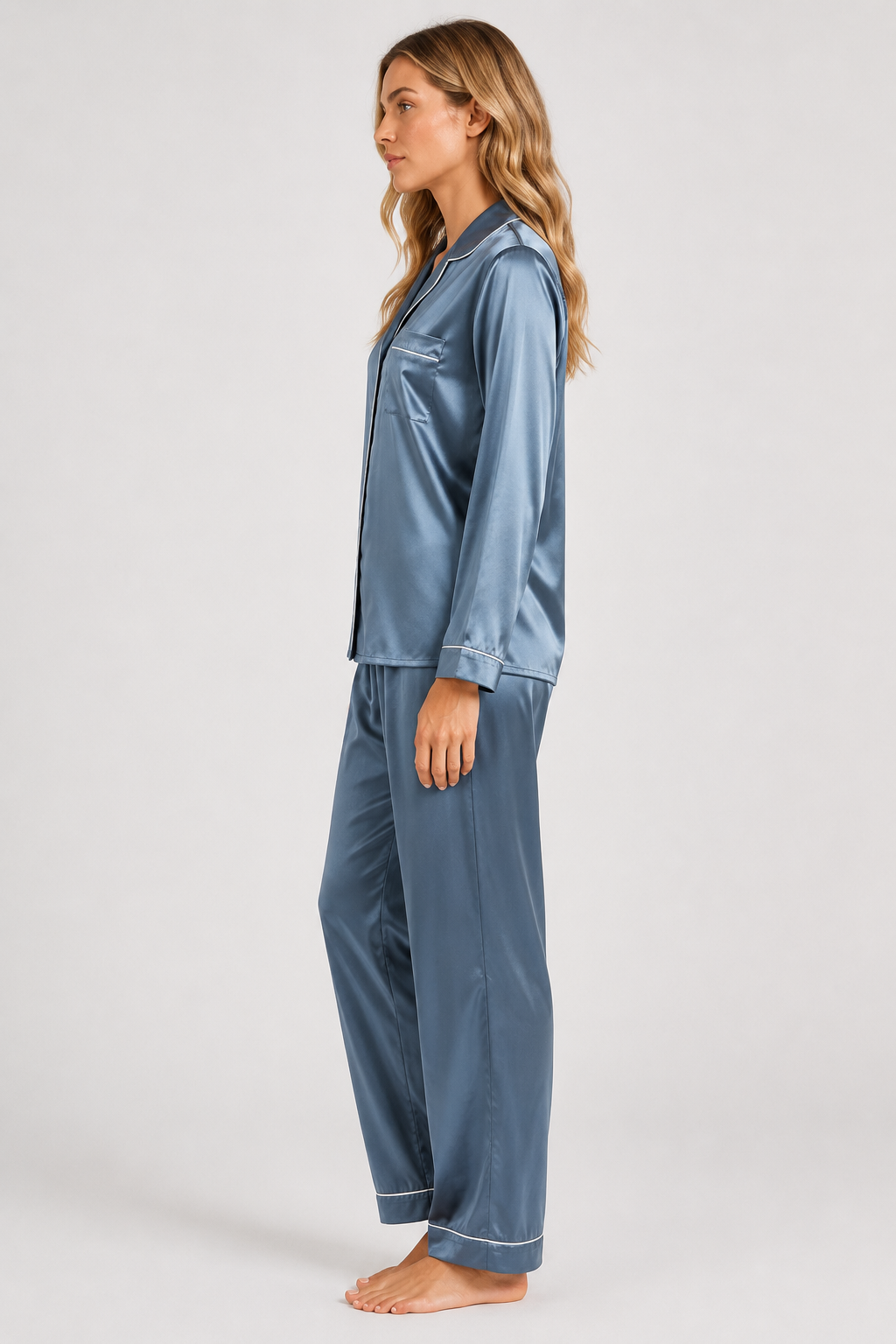 Delia - Women's Satin Pyjama Set with Long Sleeves – view 6