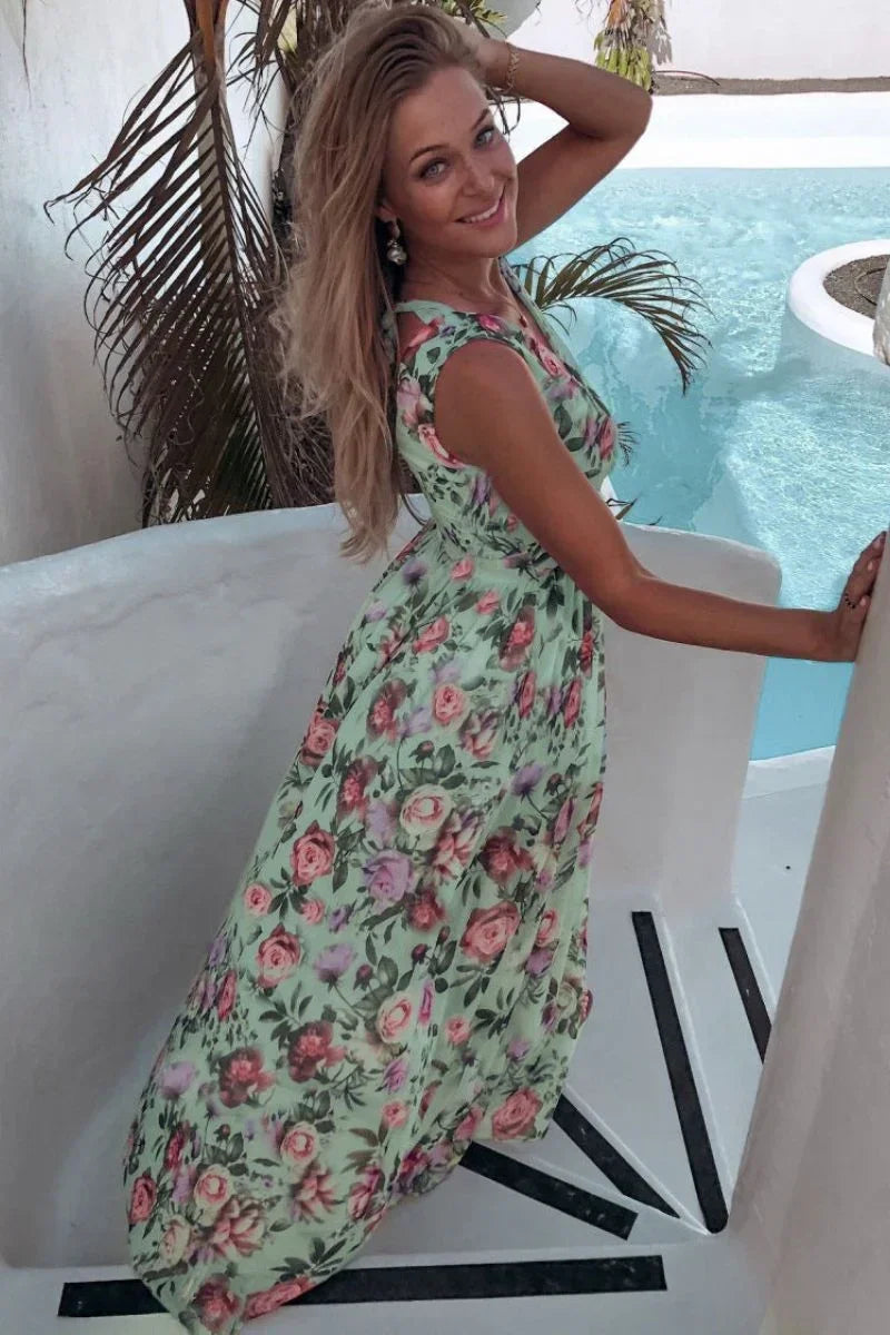 Delta - Women's Maxi Dress in Floral Print with Side Split - photo 5
