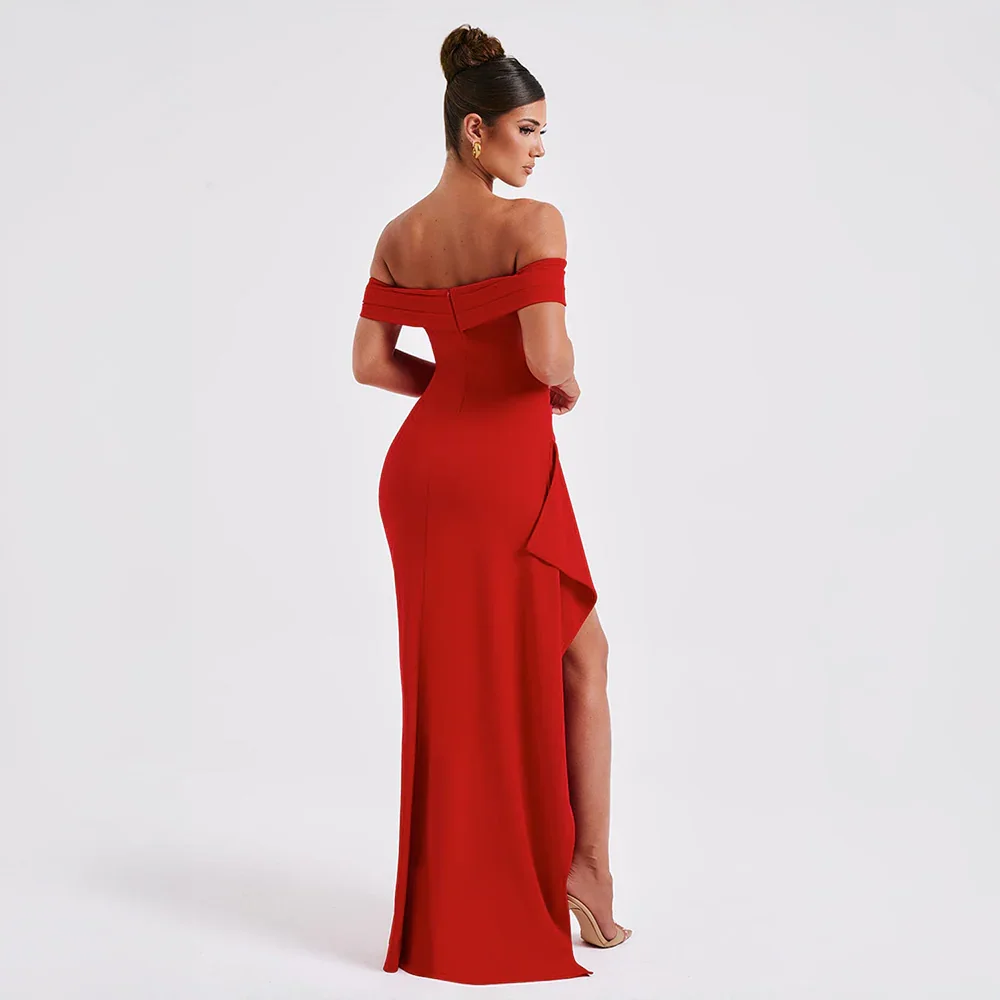 Dora - Women's Off-Shoulder Evening Maxi Dress with Side Slit - photo 11