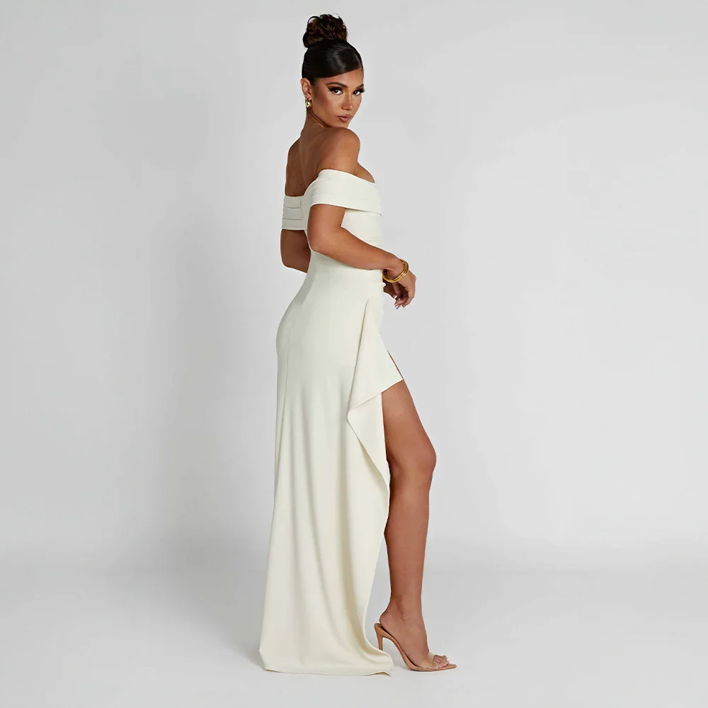 Dora - Women's Off-Shoulder Evening Maxi Dress with Side Slit - photo 12