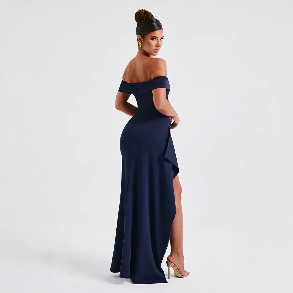 Dora - Women's Off-Shoulder Evening Maxi Dress with Side Slit - photo 9