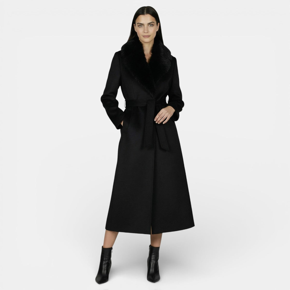 Doris - Women's Wrap Coat with Tie Belt - photo 1