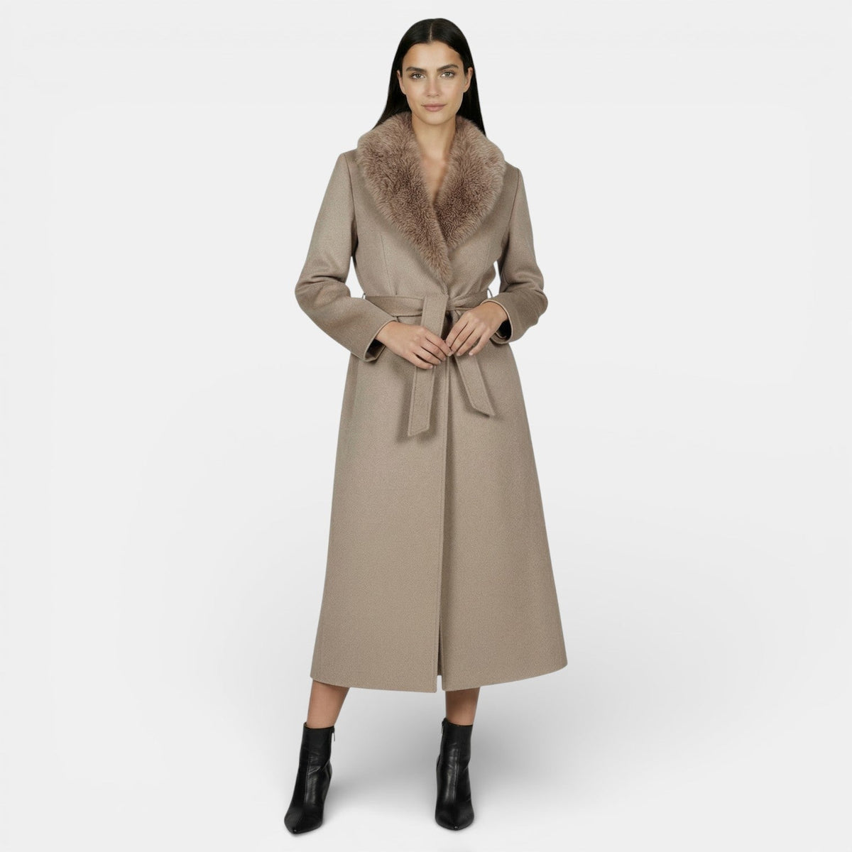 Doris - Women's Wrap Coat with Tie Belt - photo 2