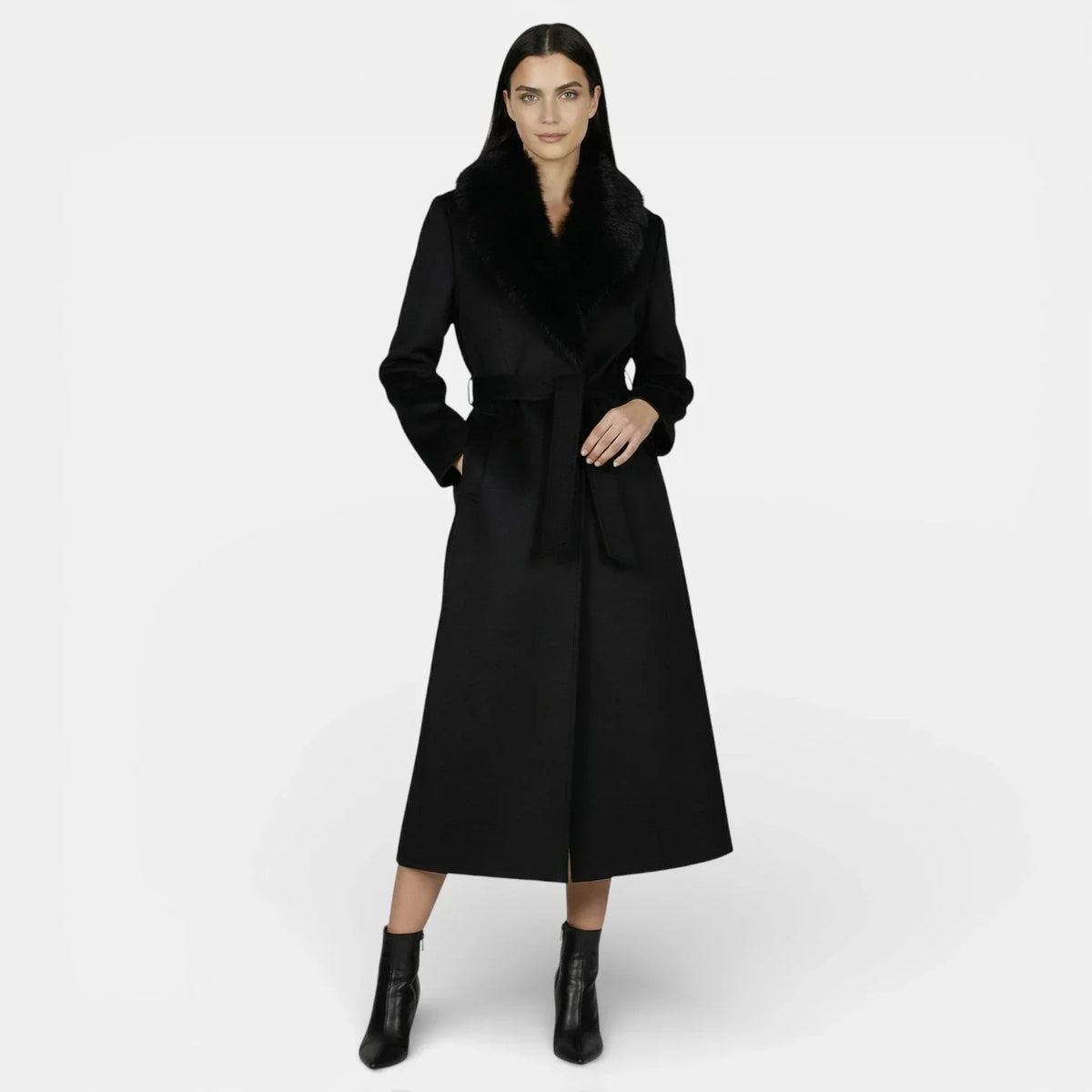 Doris - Women's Wrap Coat with Tie Belt - photo 3