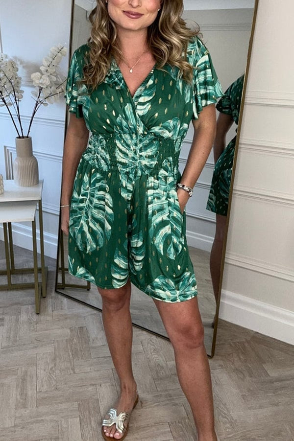 Grace - Leafy Print Romper For Women - photo 5