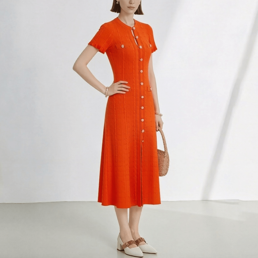 Echo - Women's Dress in Knit with V-Neck - photo 7