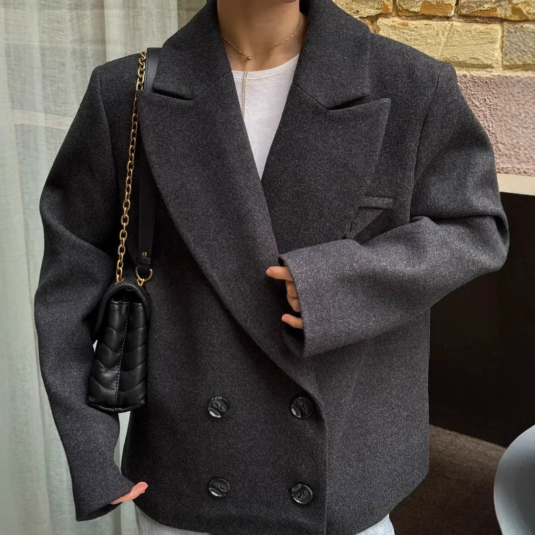 Eden - Women's Relaxed Coat with Ruching - photo 3