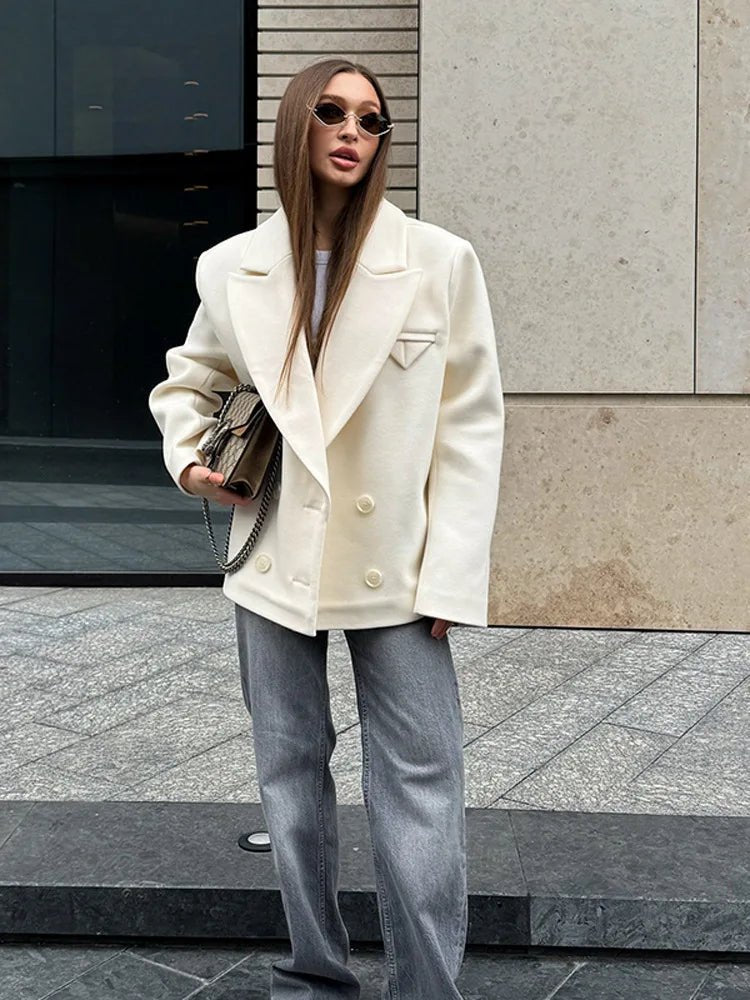Eden - Women's Relaxed Coat with Ruching - photo 7