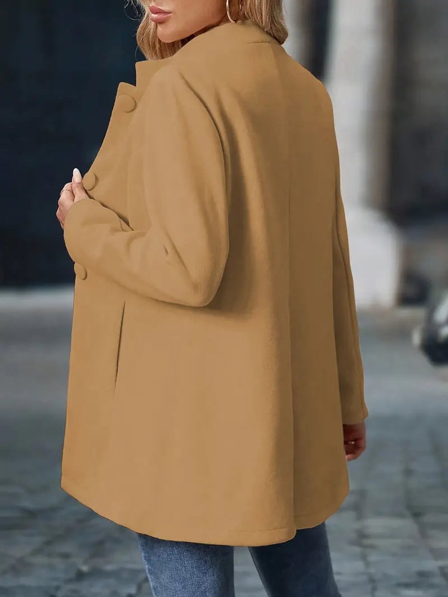 Edith - Women's Stand-collar Button-front Longline Blazer Coat - photo 4