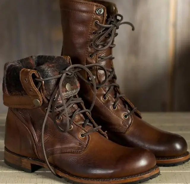 Eira - Women's Lace-Up Boots with Turn-Down Cuff - photo 1