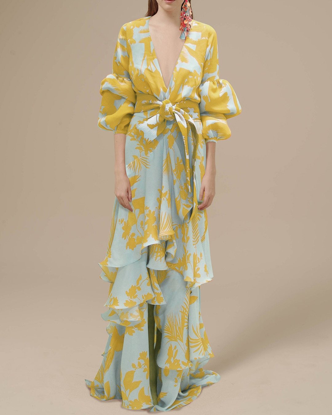 Elodie - Women's Flowing Maxi Dress with Tie Belt - photo 1