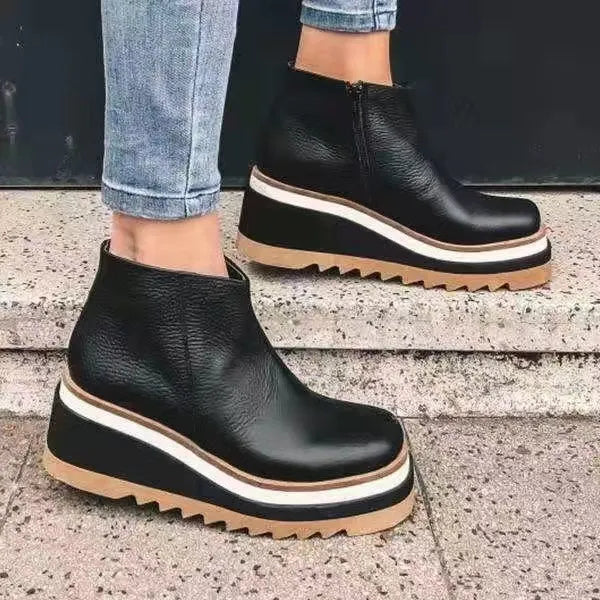 Elsie - Women's Ankle Boots with Side Zip and Platform Sole - photo 3