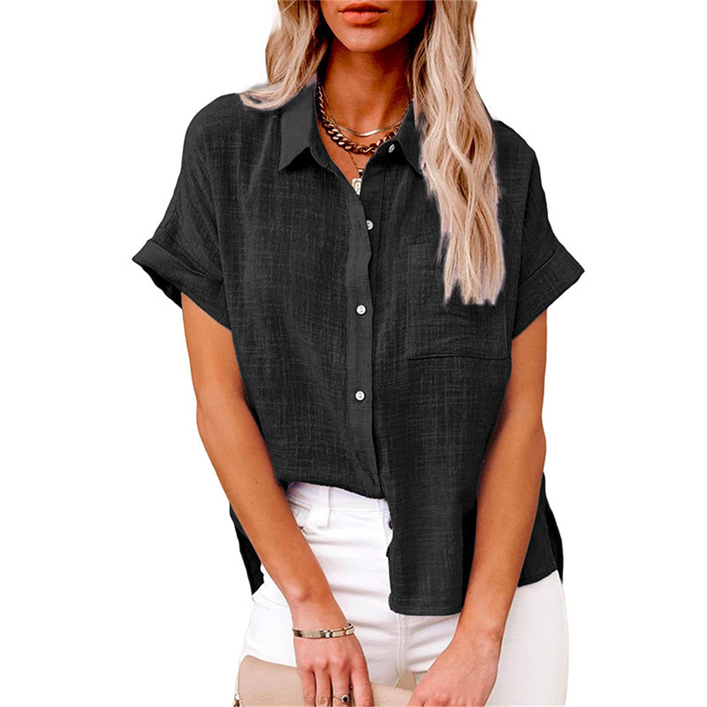 Elva - Women's Relaxed Blouse with Button Front - photo 1