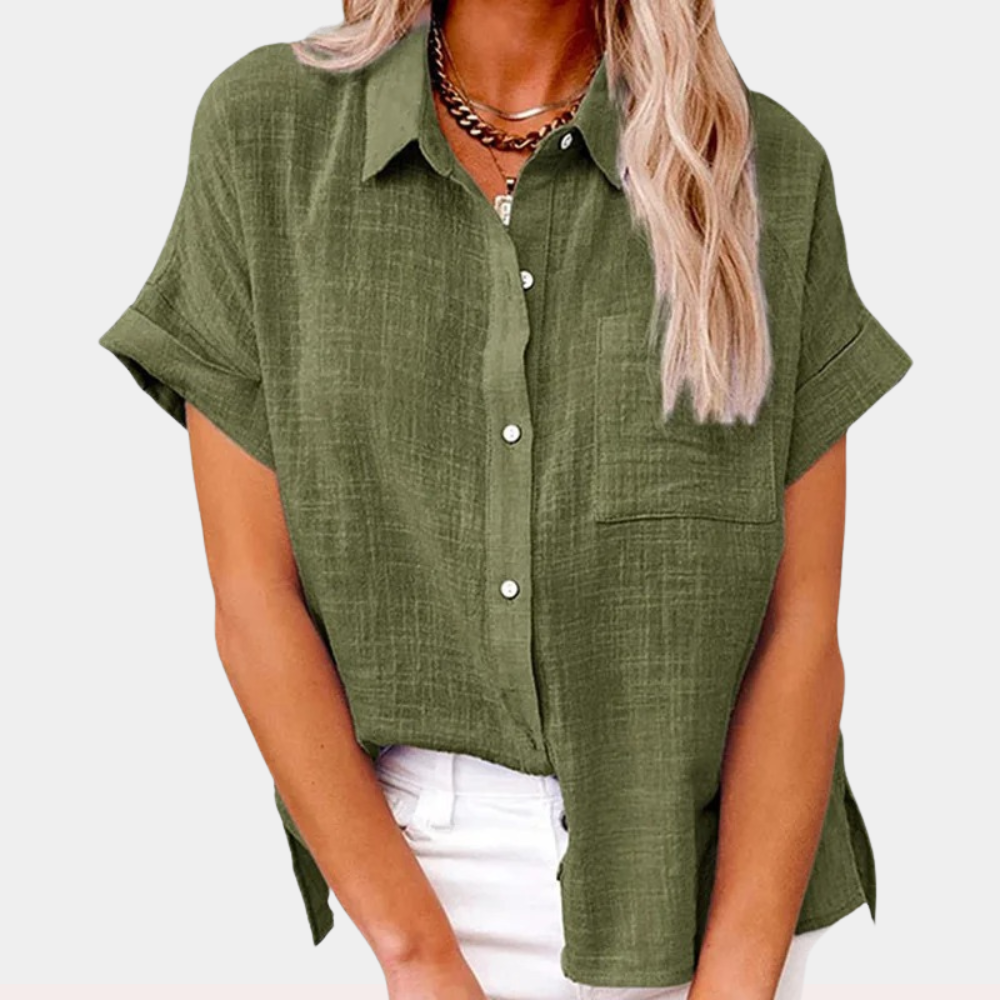 Elva - Women's Relaxed Blouse with Button Front - photo 2