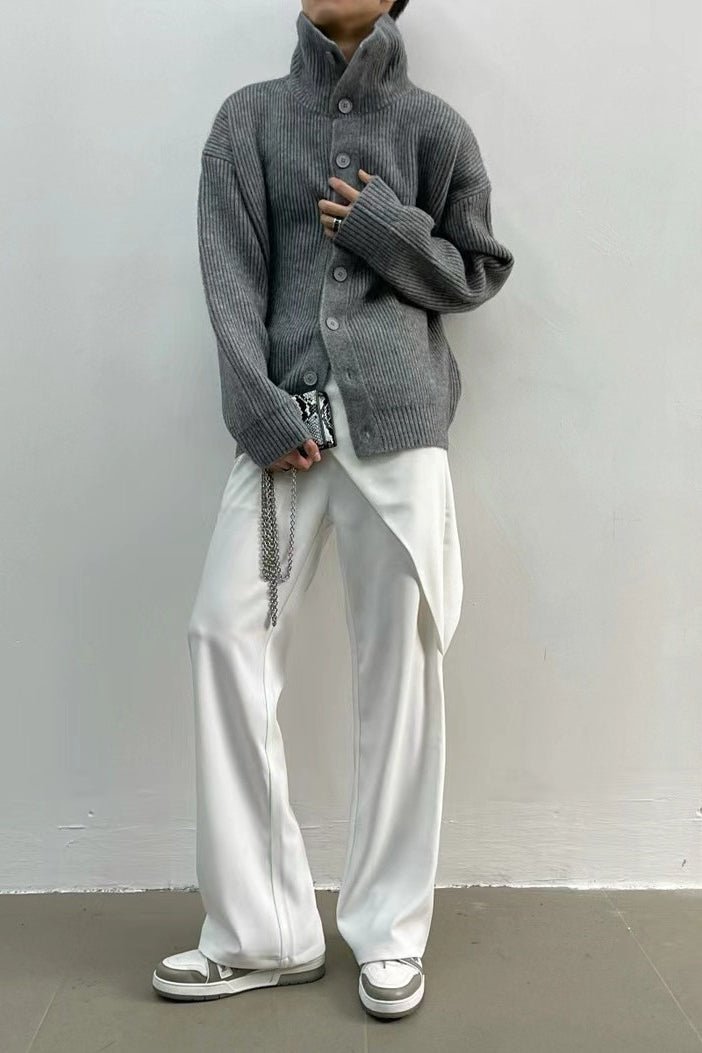 Emma - Women's Relaxed Cardigan in Ribbed Knit with Ruching - photo 4