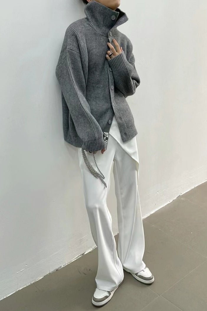 Emma - Women's Relaxed Cardigan in Ribbed Knit with Ruching - photo 5