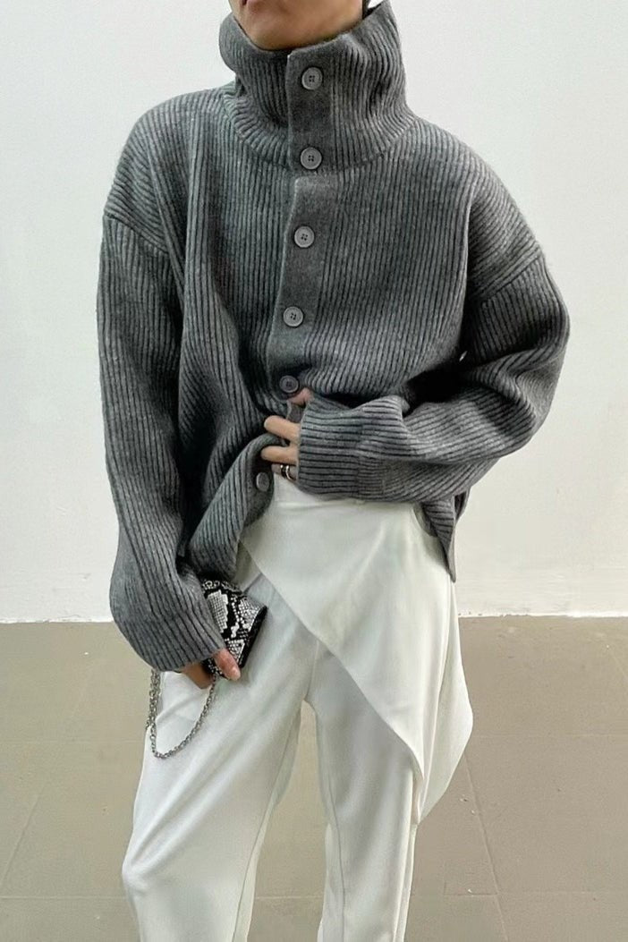 Emma - Women's Relaxed Cardigan in Ribbed Knit with Ruching - photo 6