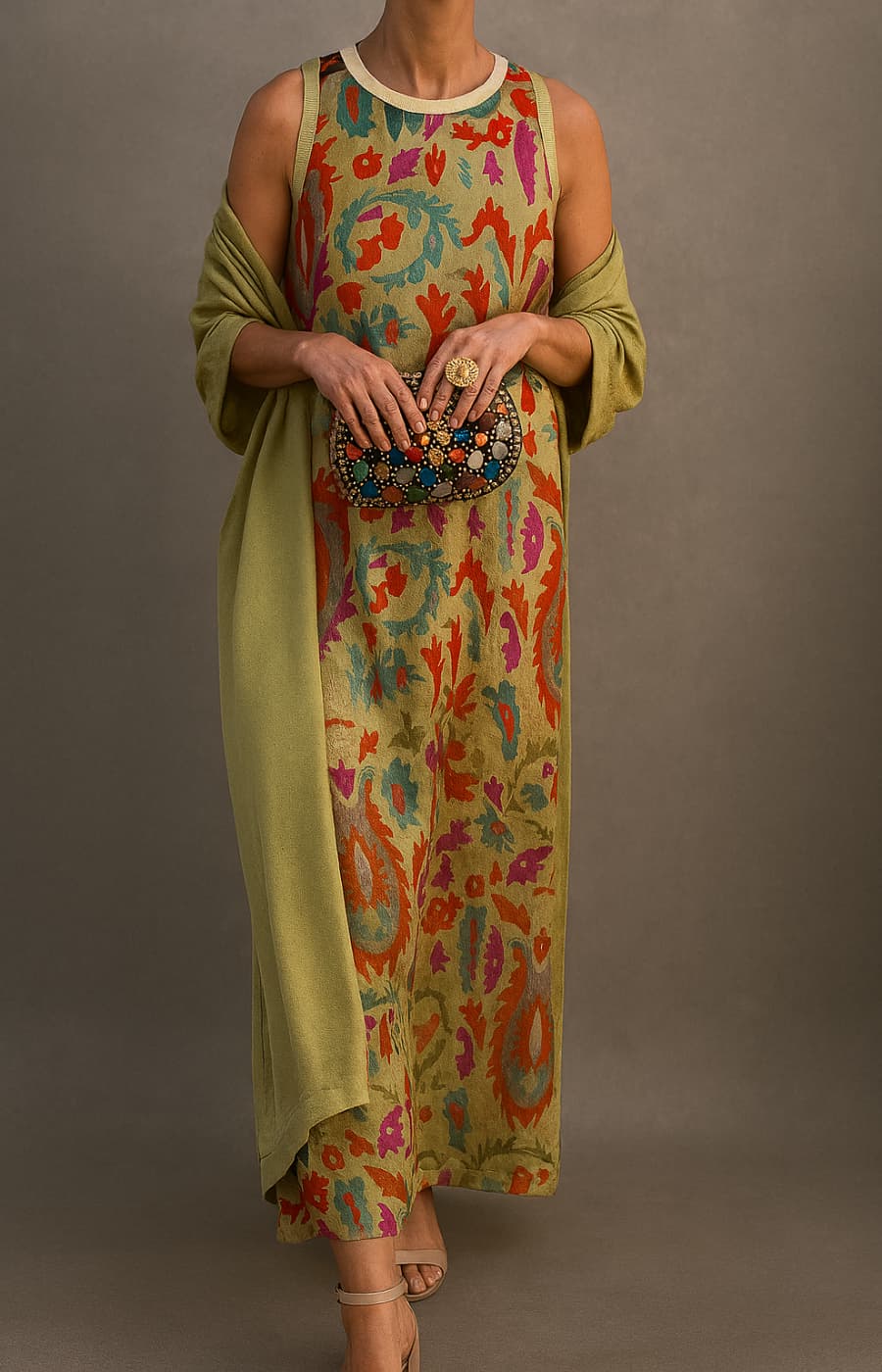 Enya - Women's Maxi Dress in Boho Print with Matching Gilet - photo 1