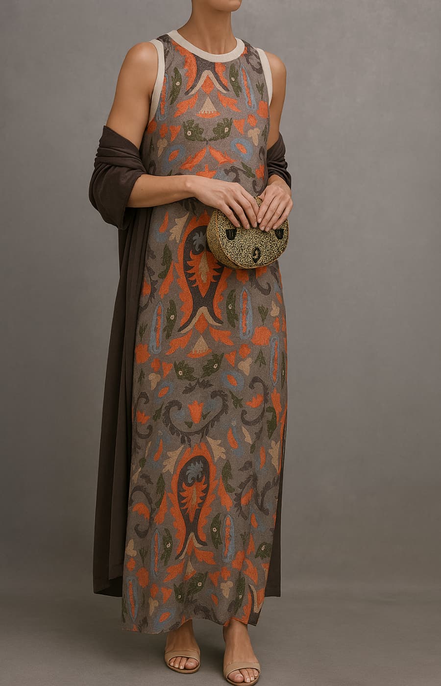Enya - Women's Maxi Dress in Boho Print with Matching Gilet - photo 4