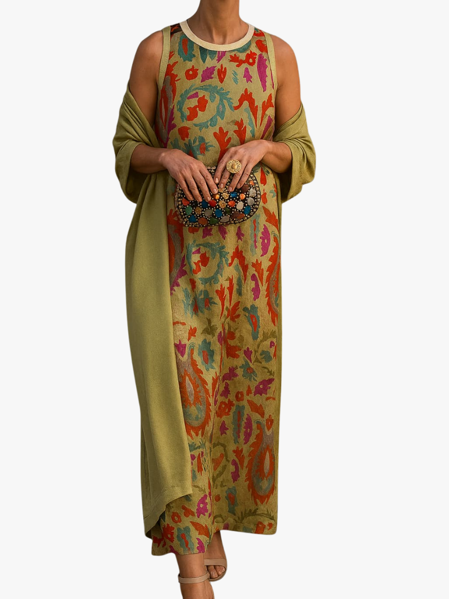 Enya - Women's Maxi Dress in Boho Print with Matching Gilet - photo 5