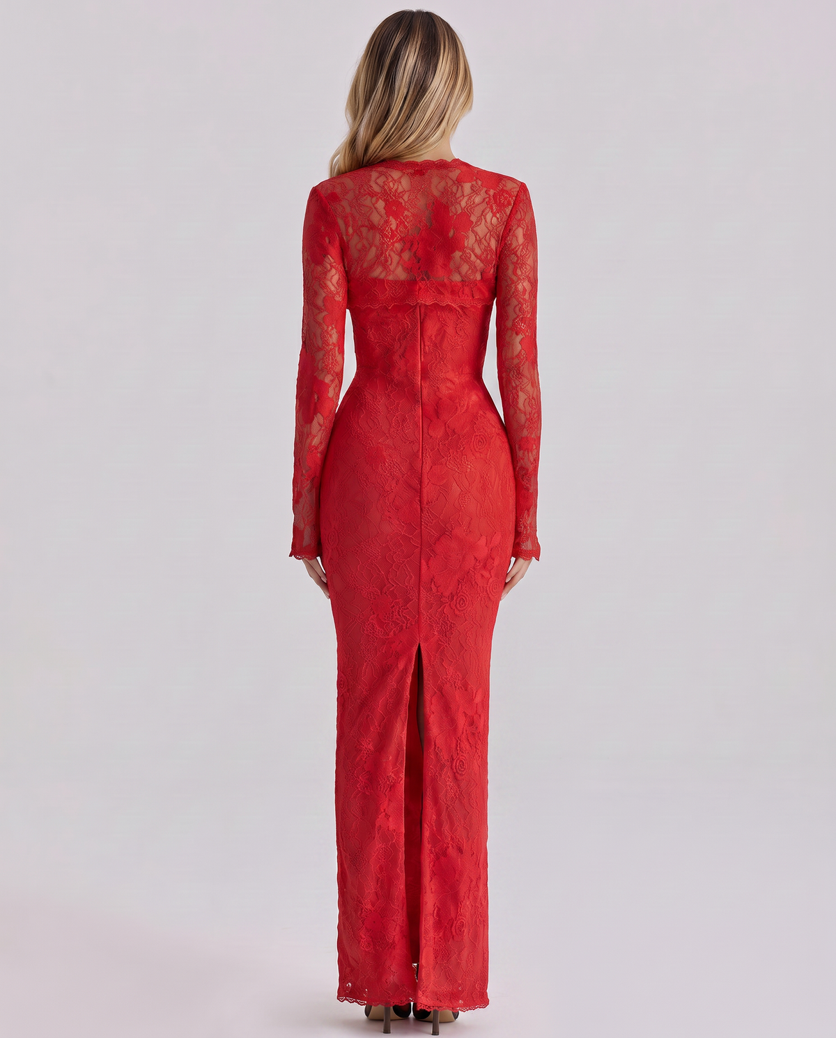 Etta-Rose - Women's Maxi Dress in Lace Trim with Long Sleeves - photo 10