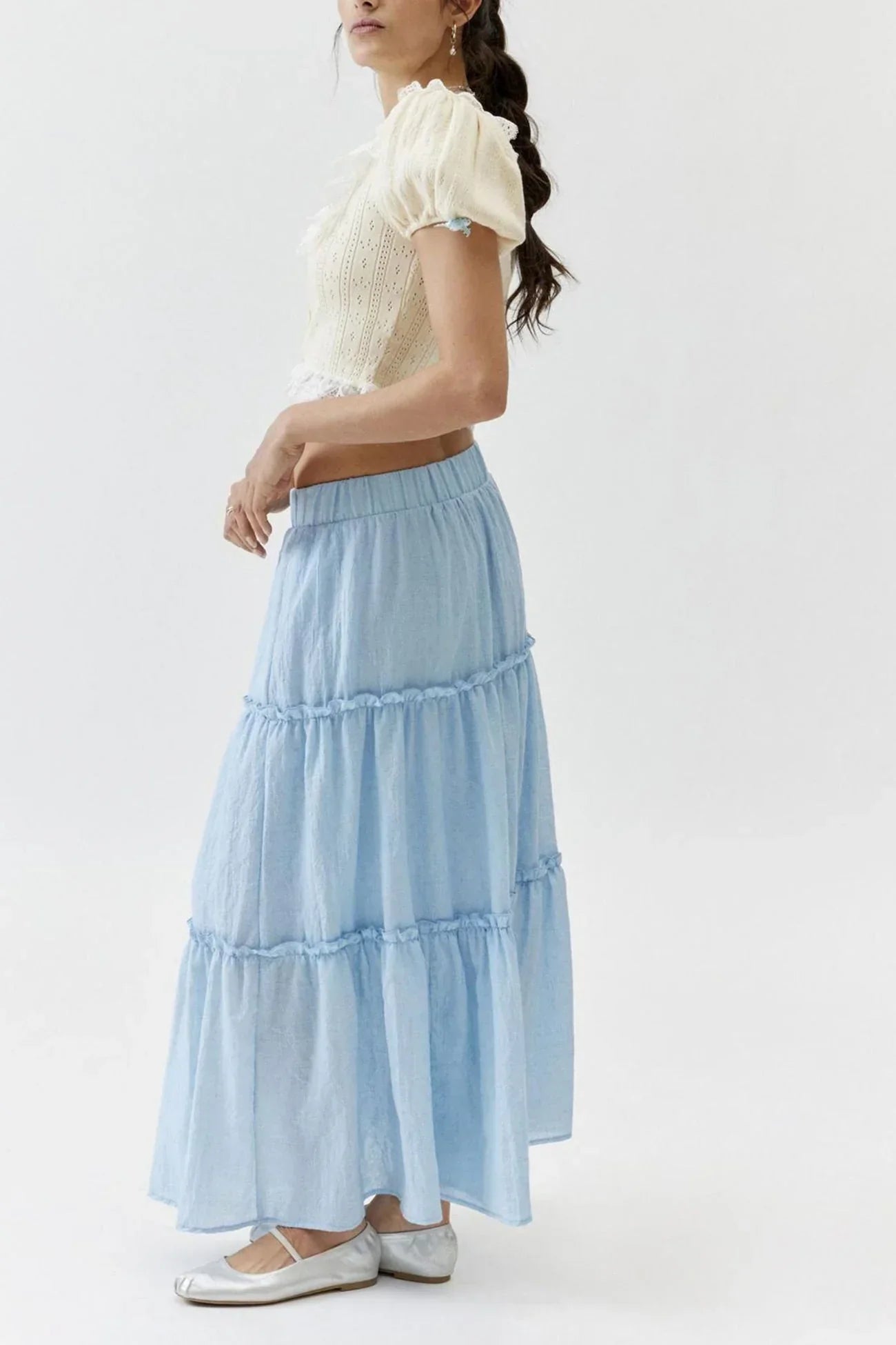Eugenie - Women's Tiered Boho Maxi Skirt with Elastic Waist - photo 4