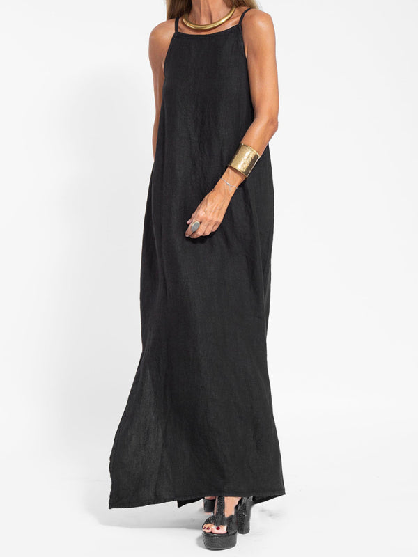 Eve - Women's Halter Maxi Dress with Side Slit and Cotton Linen Blend - photo 16