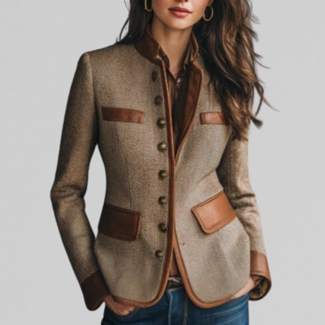 Evelyn - Women's Relaxed Blazer in Colour Blocking with Button Front - photo 1