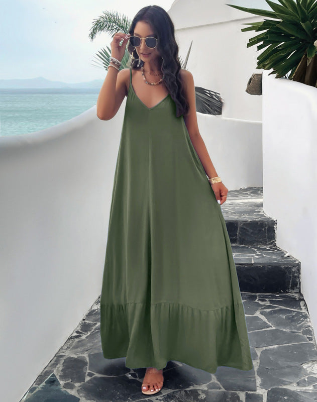 Skye - Women's Maxi Dress with Spaghetti Straps and Ruffle Hem - photo 5